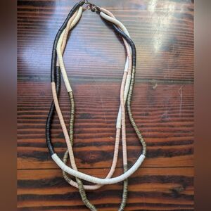 LOFT Multistrand Heishi Disc Bead Necklace – Neutral Boho Style